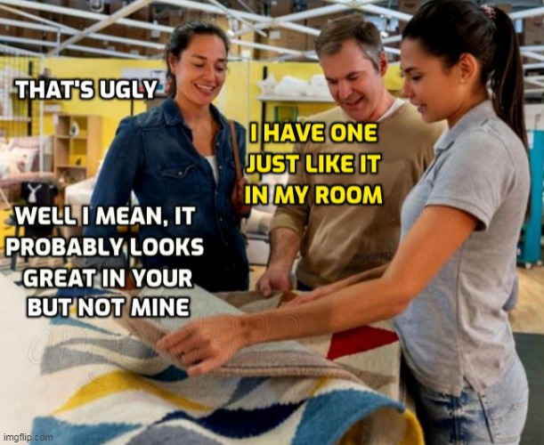 image tagged in friends,shopping,carpet,rug,store,furnishings | made w/ Imgflip meme maker
