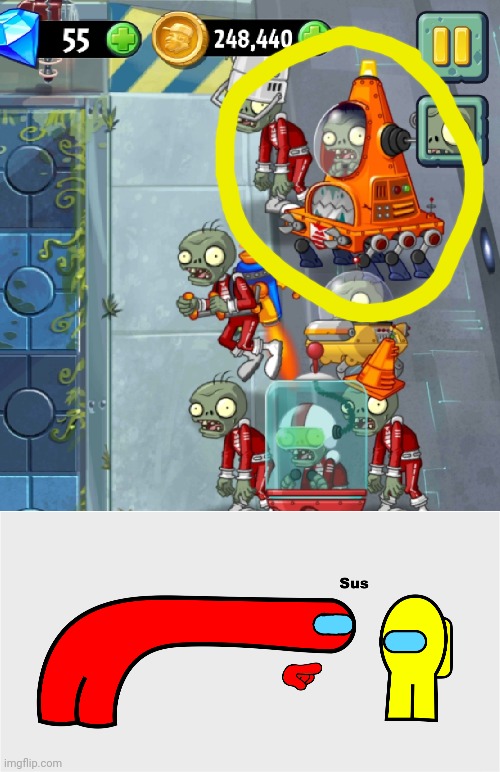 Does anyone find the Robo-Cone Zombie kinda sus? | image tagged in memes,among us sus,plants vs zombies,zombie,amogus | made w/ Imgflip meme maker