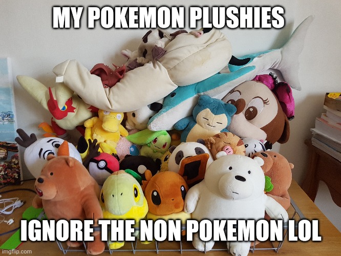 MY POKEMON PLUSHIES; IGNORE THE NON POKEMON LOL | made w/ Imgflip meme maker