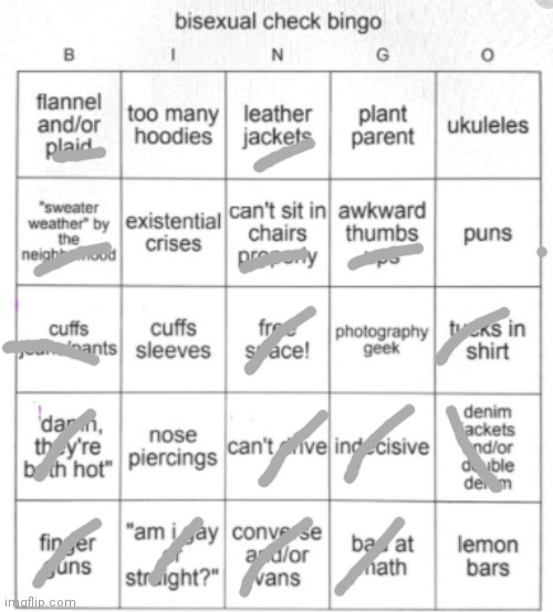 Bingo | image tagged in bisexual bingo | made w/ Imgflip meme maker