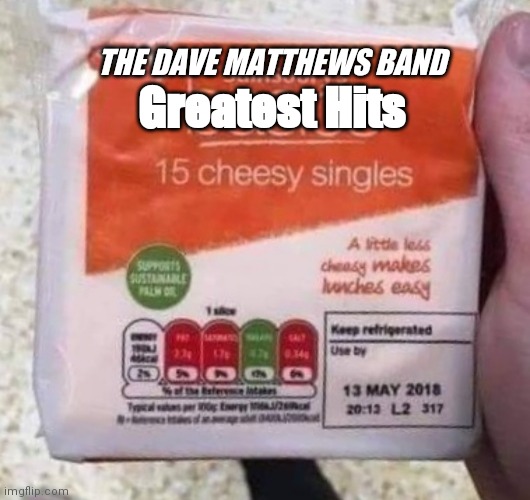 Sliced Dave Matthews | Greatest Hits; THE DAVE MATTHEWS BAND | image tagged in funny | made w/ Imgflip meme maker