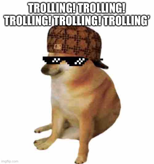 Epic cheems. | TROLLING! TROLLING! TROLLING! TROLLING! TROLLING’ | image tagged in epic cheems | made w/ Imgflip meme maker