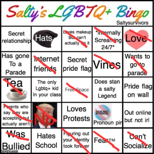 hahaha i hate my parents | image tagged in the pride bingo | made w/ Imgflip meme maker