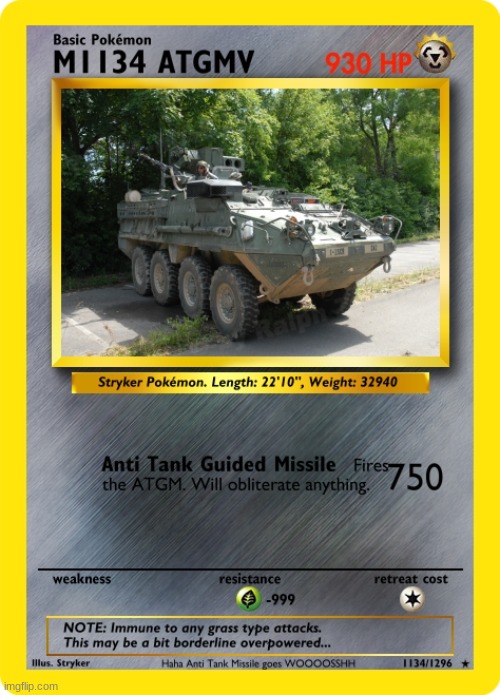 Military Vehicle Pokemon Cards #6 | image tagged in memes,pokemon,pokemon card meme,tanks,military,us military | made w/ Imgflip meme maker