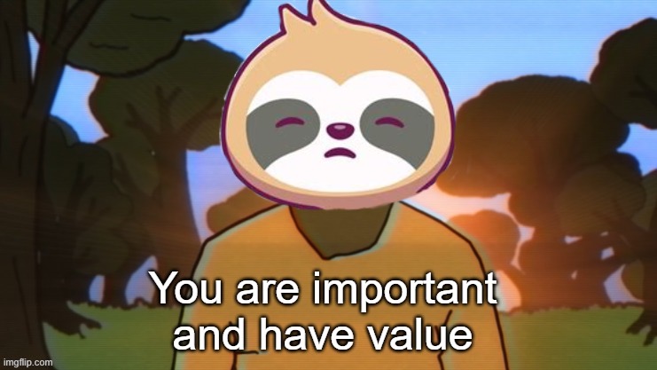 High Quality Sloth you are important and have value Blank Meme Template