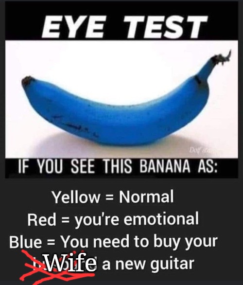 Blue banana eye test | Wife | image tagged in blue banana eye test | made w/ Imgflip meme maker