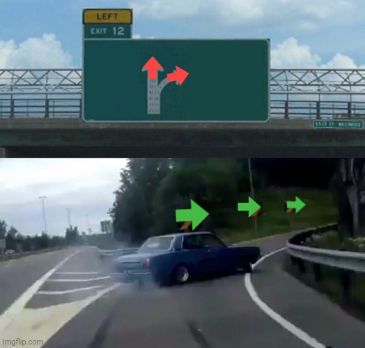 Probably should be other way 'round. | image tagged in memes,left exit 12 off ramp | made w/ Imgflip meme maker