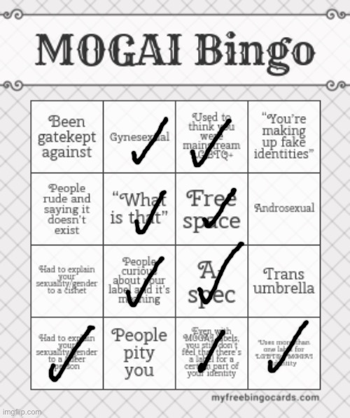MOGAI Bingo! I almost got 3! | made w/ Imgflip meme maker
