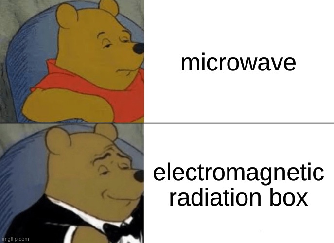 tuxedo winnie the pooh | microwave; electromagnetic radiation box | image tagged in memes,tuxedo winnie the pooh | made w/ Imgflip meme maker