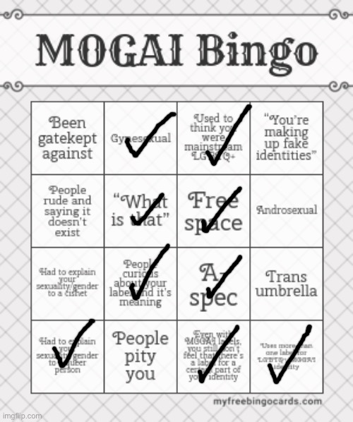 MOGAI Bingo! | image tagged in mogai bingo | made w/ Imgflip meme maker