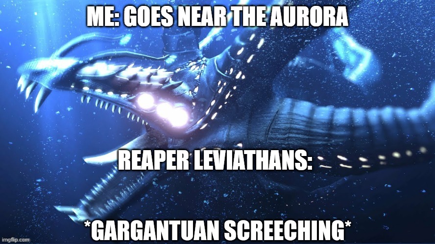 Gargantuan screeching | ME: GOES NEAR THE AURORA; REAPER LEVIATHANS: | image tagged in gargantuan screeching | made w/ Imgflip meme maker