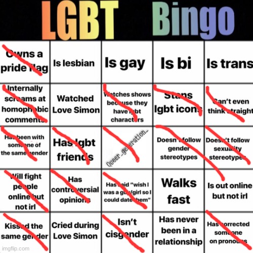 LGBTQ bingo | image tagged in lgbtq bingo | made w/ Imgflip meme maker