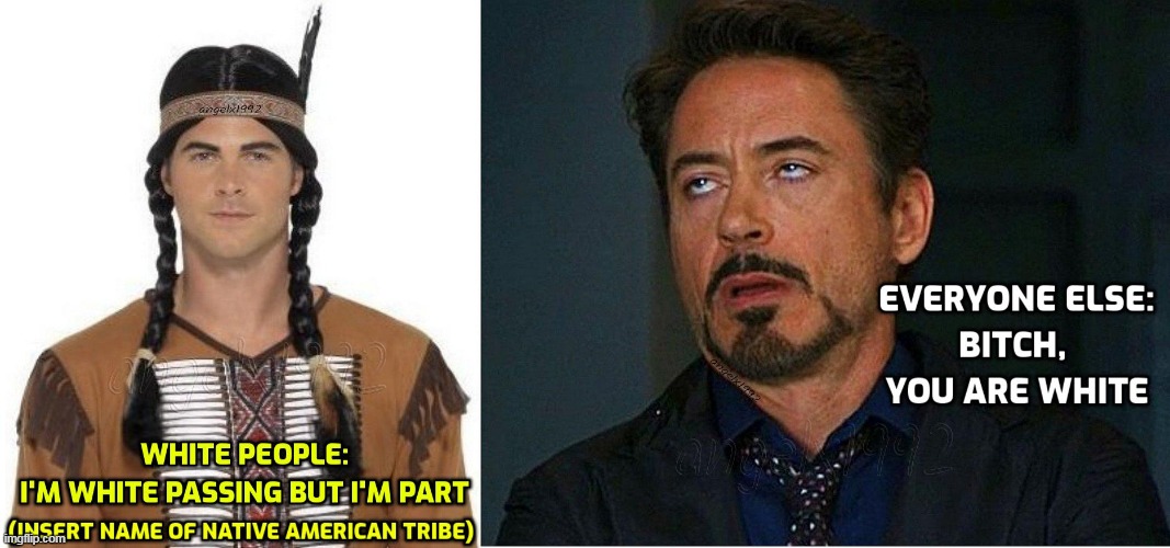 image tagged in native american,robert downey jr annoyed,eyeroll,white people,native americans,whites | made w/ Imgflip meme maker