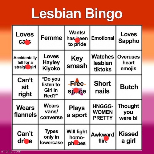 Hi I'm new, just made an account | image tagged in lesbian bingo | made w/ Imgflip meme maker
