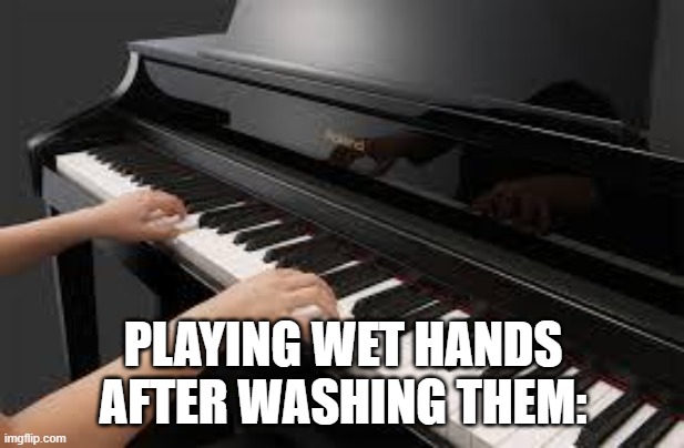 piano | PLAYING WET HANDS AFTER WASHING THEM: | image tagged in piano | made w/ Imgflip meme maker