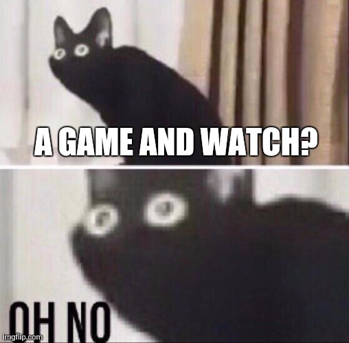 Oh no cat | A GAME AND WATCH? | image tagged in oh no cat | made w/ Imgflip meme maker