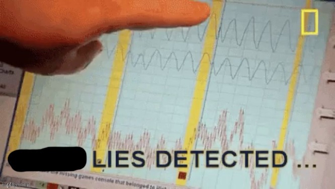 Lies Detected | image tagged in lies detected | made w/ Imgflip meme maker