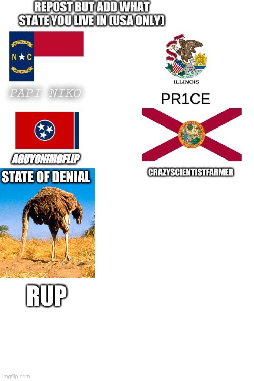 I almost didn’t do this, but the opportunity was too good to pass up, lol | STATE OF DENIAL; RUP | made w/ Imgflip meme maker