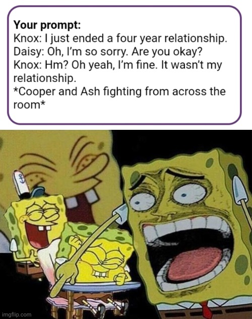 Shit- | image tagged in spongebob laughing hysterically | made w/ Imgflip meme maker