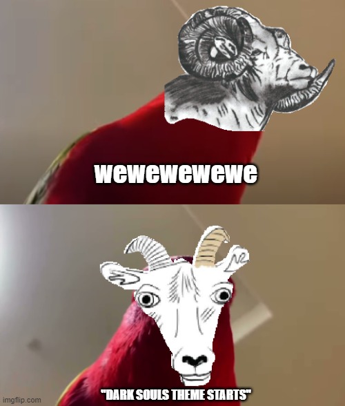 Red Bird (PROFEPA version) | wewewewewe; "DARK SOULS THEME STARTS" | image tagged in red bird,meme,funny,design fails,graphic design problems | made w/ Imgflip meme maker
