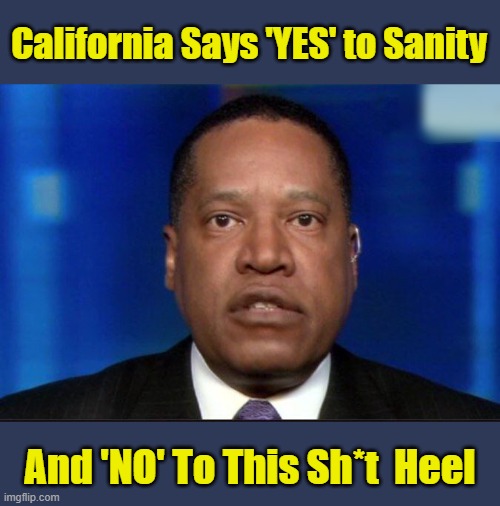 THIS JUST IN.... | California Says 'YES' to Sanity; And 'NO' To This Sh*t  Heel | image tagged in election,california,governor,republicans | made w/ Imgflip meme maker