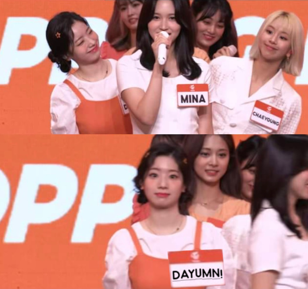 Mina Talked. Dahyun shocked! Blank Meme Template