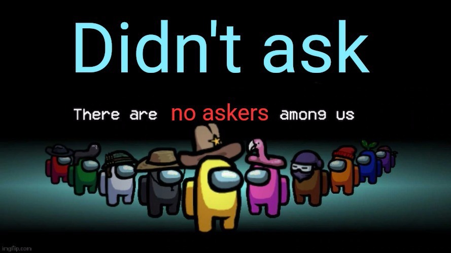 Didnt ask there are no askers among us | image tagged in didnt ask there are no askers among us | made w/ Imgflip meme maker