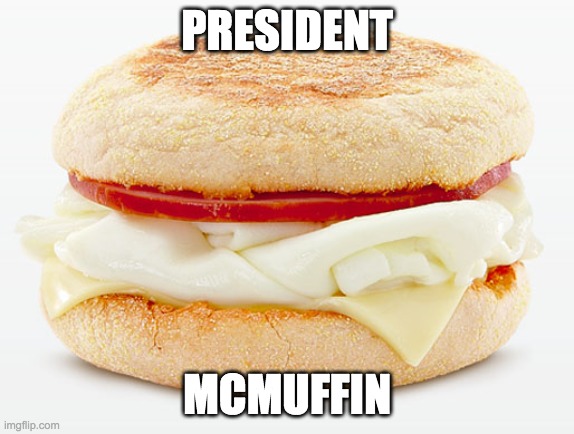 mcmuffin delite | PRESIDENT MCMUFFIN | image tagged in mcmuffin delite | made w/ Imgflip meme maker