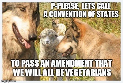 Rethink Article 5 Convention | P-PLEASE,  LETS CALL A CONVENTION OF STATES TO PASS AN AMENDMENT THAT WE WILL ALL BE VEGETARIANS | image tagged in article 5 convention,america,liberty amendments,constitutional convention,con-con,liberty | made w/ Imgflip meme maker