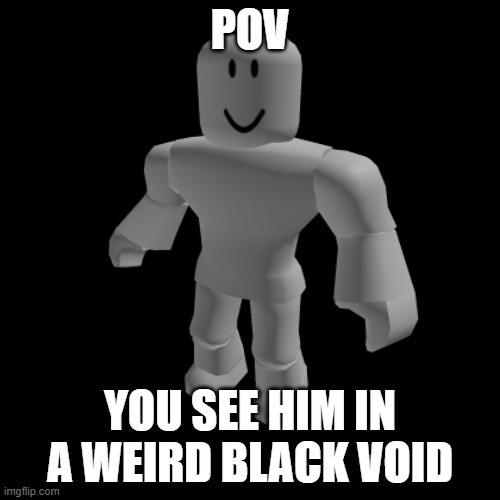 robloxian | POV; YOU SEE HIM IN A WEIRD BLACK VOID | image tagged in robloxian | made w/ Imgflip meme maker