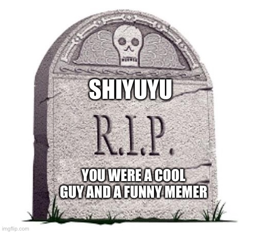 RIP | SHIYUYU; YOU WERE A COOL GUY AND A FUNNY MEMBER | image tagged in rip | made w/ Imgflip meme maker