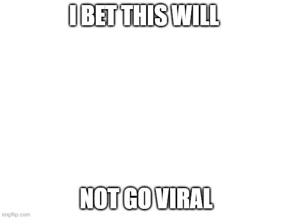 i have a feeling someone will this up vote begging | I BET THIS WILL; NOT GO VIRAL | image tagged in blank white template | made w/ Imgflip meme maker