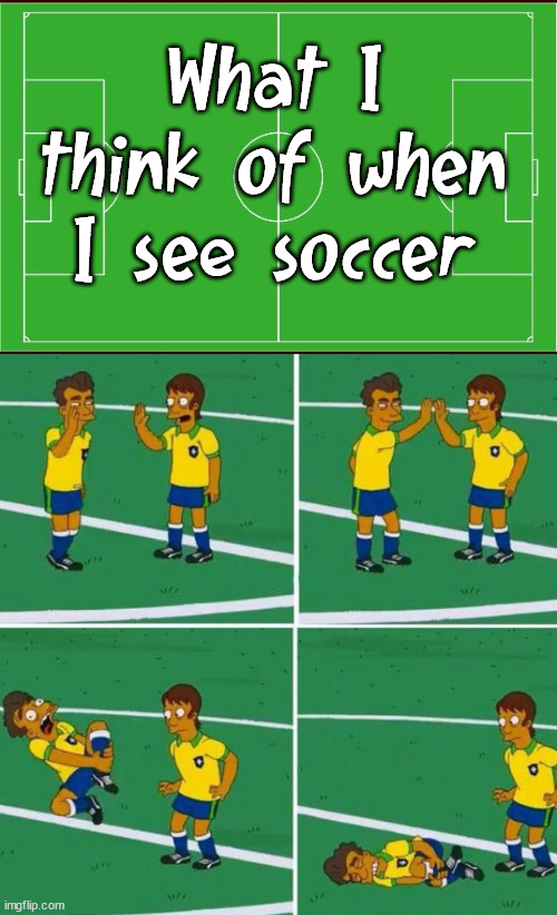 Always flopping |  What I think of when I see soccer | image tagged in soccer,sports | made w/ Imgflip meme maker