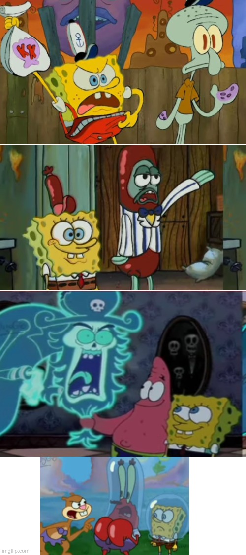 old spongebob scenes that aren't even real | image tagged in blank white template,spongebob | made w/ Imgflip meme maker