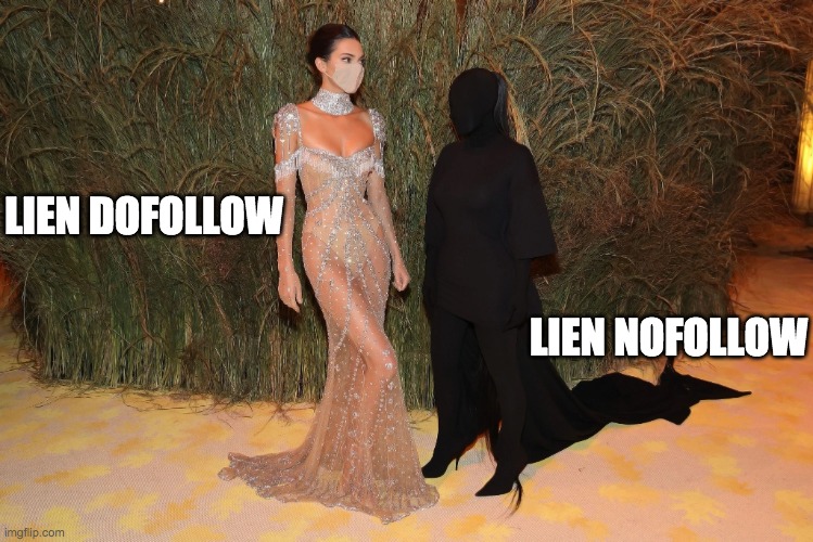 kim and kendall | LIEN DOFOLLOW; LIEN NOFOLLOW | image tagged in kim and kendall | made w/ Imgflip meme maker