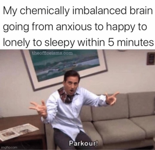 Mentally unstable‽‽ | image tagged in parkour,repost,mental health,memes,funny,change | made w/ Imgflip meme maker