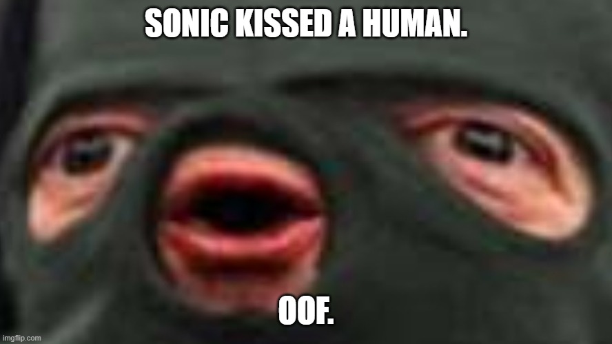 oof | SONIC KISSED A HUMAN. OOF. | image tagged in oof | made w/ Imgflip meme maker