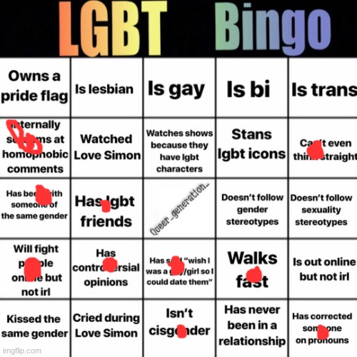 my bingo | image tagged in lgbtq bingo | made w/ Imgflip meme maker