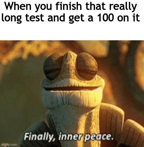Finally, inner peace | When you finish that really long test and get a 100 on it | image tagged in white rectangle,finally inner peace | made w/ Imgflip meme maker