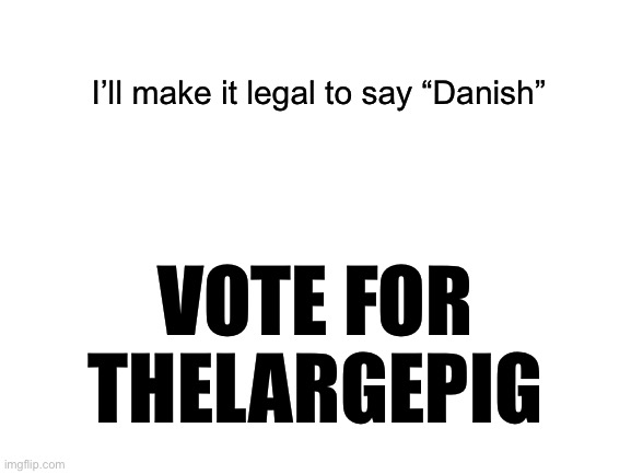 I swear if you actually nominate me… | I’ll make it legal to say “Danish”; VOTE FOR THELARGEPIG | image tagged in blank white template | made w/ Imgflip meme maker