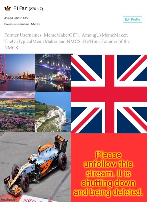 F1Fan Announcement Template |  Please unfollow this stream. It is shutting down and being deleted. | image tagged in f1fan announcement template | made w/ Imgflip meme maker