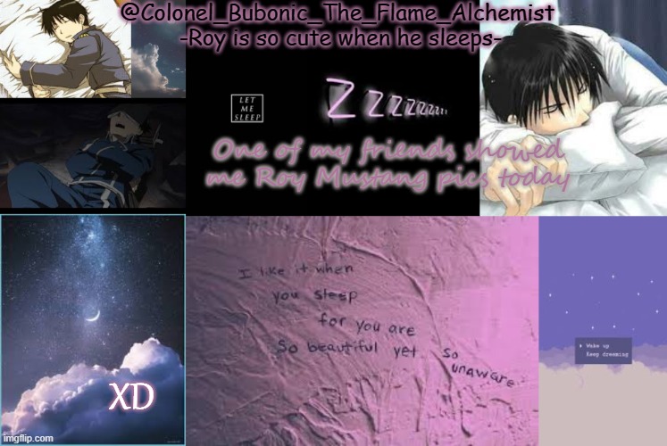 Sleepy Roy tempo | One of my friends showed me Roy Mustang pics today; XD | image tagged in sleepy roy tempo | made w/ Imgflip meme maker