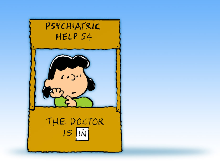 High Quality Lucy Peanuts - The Doctor is in  Psychiatric Help Blank Meme Template