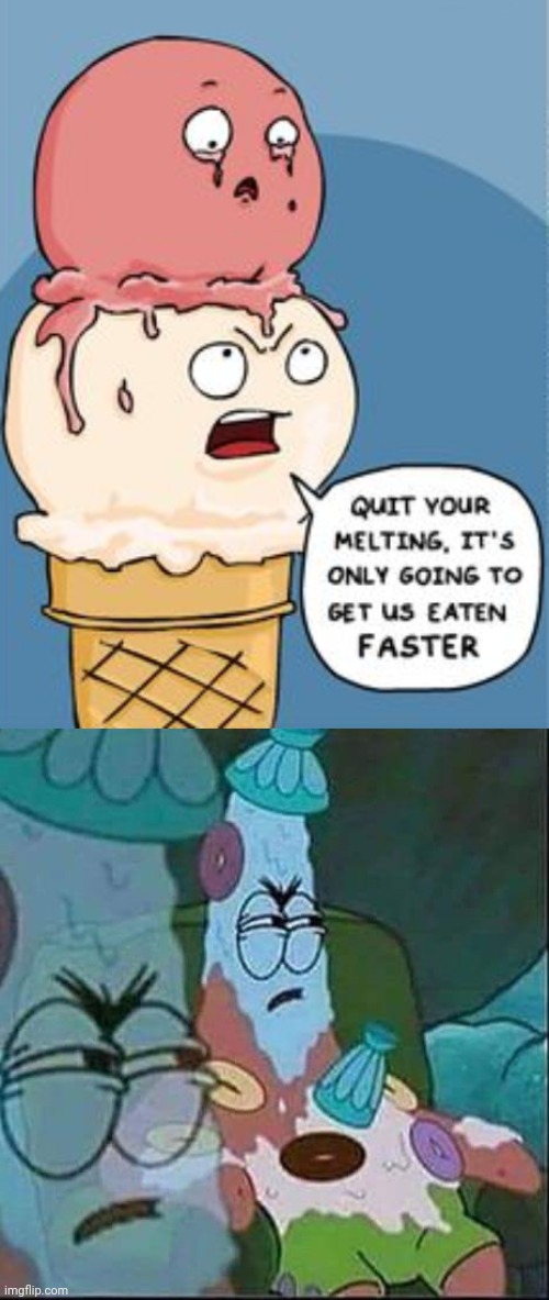 Ice cream cone melting | image tagged in patrick ice cream,ice cream cone,ice cream,comics/cartoons,melting,memes | made w/ Imgflip meme maker