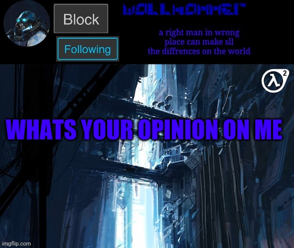 WHATS YOUR OPINION ON ME | image tagged in wallhammer | made w/ Imgflip meme maker