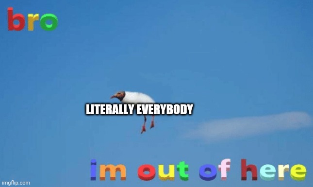 bro im out of here | LITERALLY EVERYBODY | image tagged in bro im out of here | made w/ Imgflip meme maker