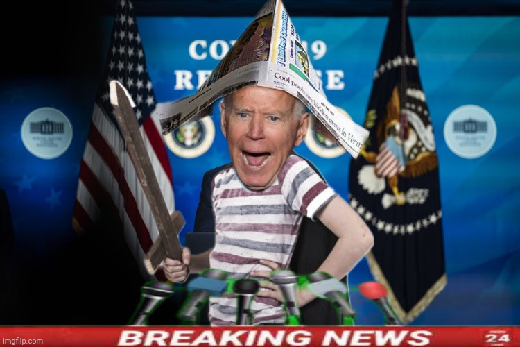 Joe Biden newspaper Har and wooden sword Blank Meme Template