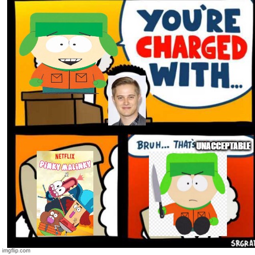 kyle vs lucas | UNACCEPTABLE | image tagged in you're charged with | made w/ Imgflip meme maker