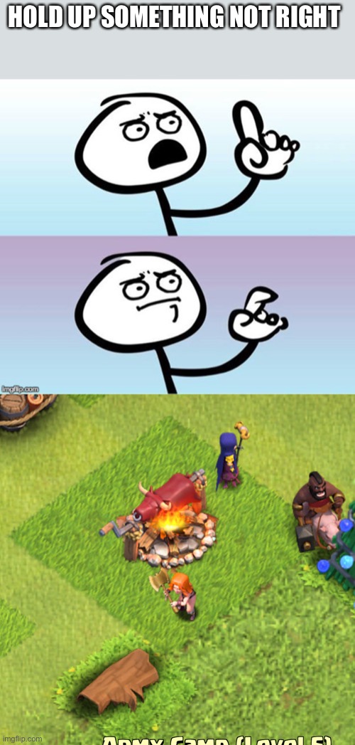Cursed picture | HOLD UP SOMETHING NOT RIGHT | image tagged in wait a minute never mind,hog rider,clash of clans,cursed image,cursed,gaming | made w/ Imgflip meme maker