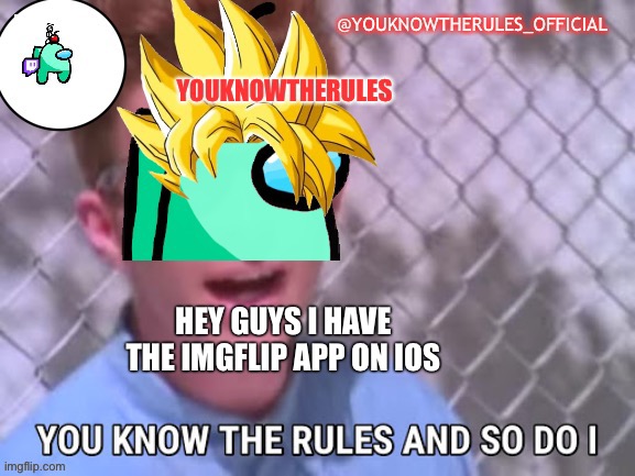 69 upvotes and 69 follows tiktok will die | HEY GUYS I HAVE THE IMGFLIP APP ON IOS | image tagged in youknowtherules_official announcement | made w/ Imgflip meme maker